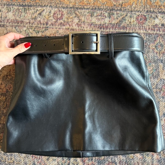 Naked Vice Faux Leather Black Mini Skirt With Silver Belt XS - Picture 4 of 7